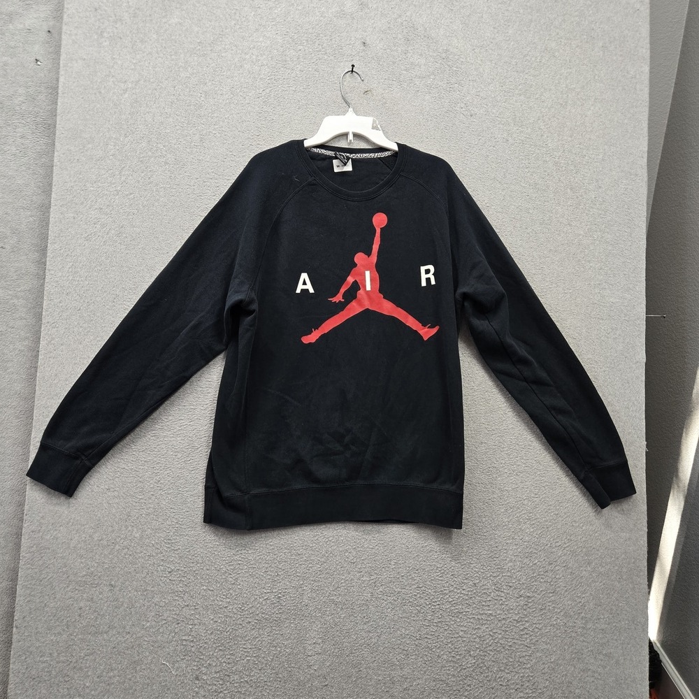 Jordan Men Sweatshirt XL Black Graphic Fleece Big Air Jumpman Logo Pullover
